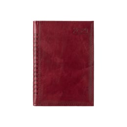 Календар-бележник Мадера, с дати, A5, кожена подвързия, червен