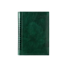 Календар-бележник Мадера, с дати, A5, кожена подвързия, зелен