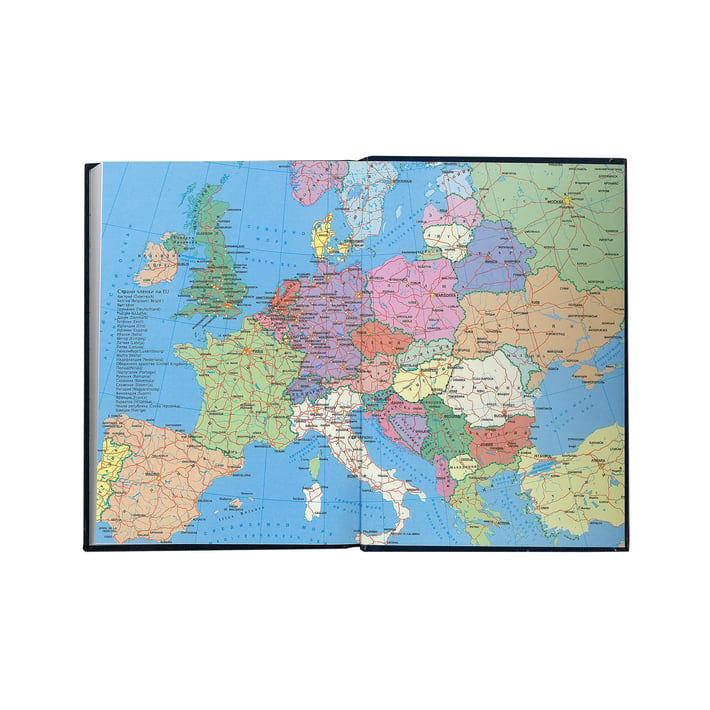 Календар-бележник Европа, с дати, A5, кожена подвързия, бордо