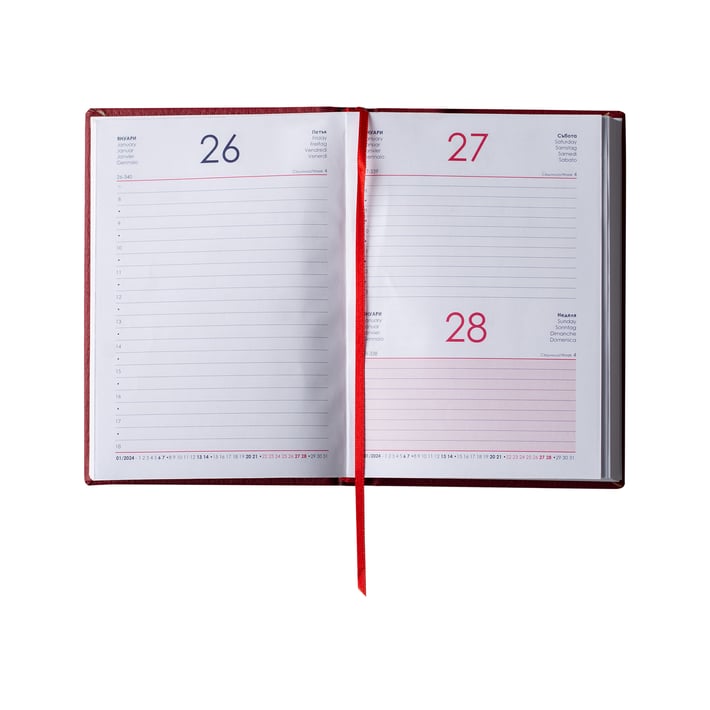 Календар-бележник Казанова, с дати, 10 x 15 cm, кожена подвързия, оранжев