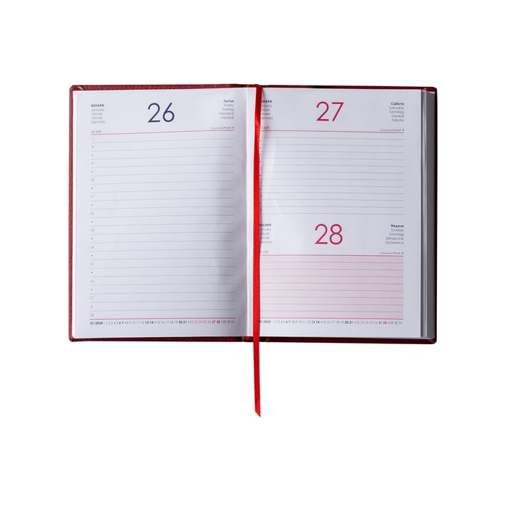 Календар-бележник Казанова, с дати, 10 x 15 cm, кожена подвързия, кафяв