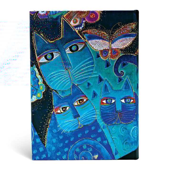 Paperblanks Тефтер Blue Cats and Butterflies, Midi, твърда корица, 80 листа
