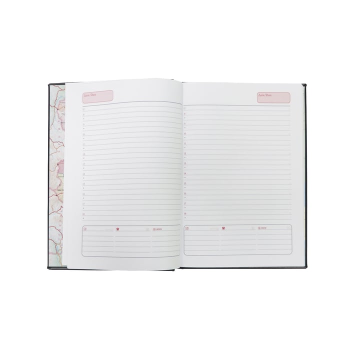 Календар-бележник, без дати, екокожа, 96 листа, A5, черен