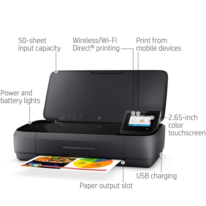 HP Мастиленоструйно многофункционално устройство 3 в 1 OfficeJet 250 Mobile, CZ992A, A4