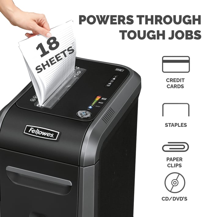 Fellowes Шредер за унищожаване на документи Powershred 99Ci, 100% Jam Proof, Cross-Cut, 34 L