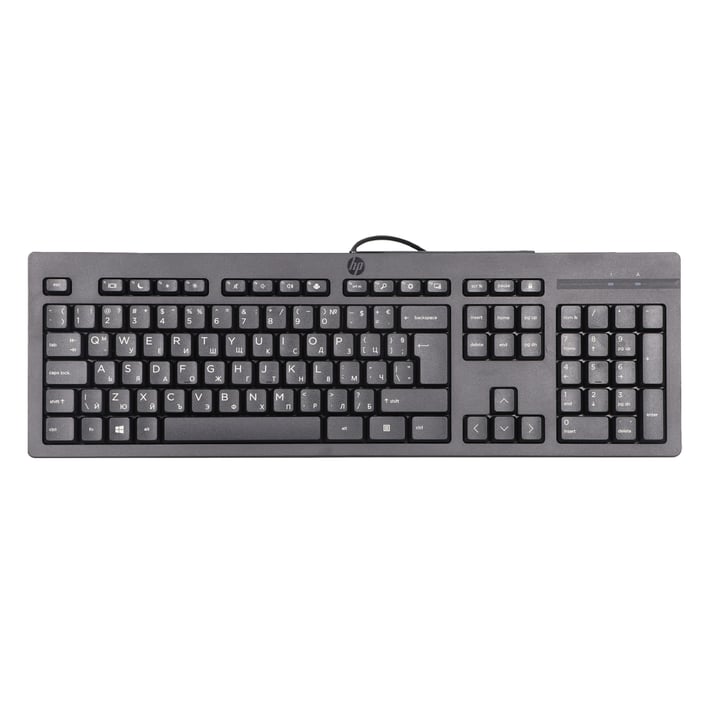 HP Клавиатура 125, с кабел, черна