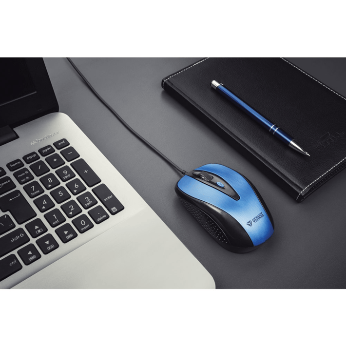 Yenkee Мишка 1025BE, оптична, USB, 2400 dpi, с кабел, синя