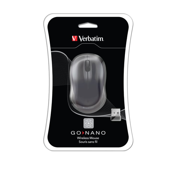 Verbatim Мишка Go Nano, безжична, оптична, USB, 1600 dpi, черна