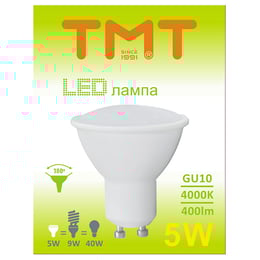 Tmt Крушка LED, GU10, 5W, 230V, 400 lm, 4000k