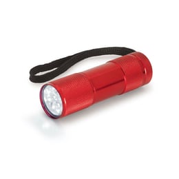 Фенер с 9 LED светлини, алуминий, 26 x 90 mm, червен