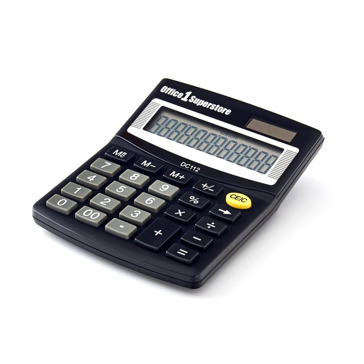 Office 1 Настолен калкулатор DC112, 12-разряден, черен