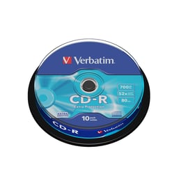 Verbatim CD-R, 700 MB, 52x, със защитно покритие, 10 броя в шпиндел