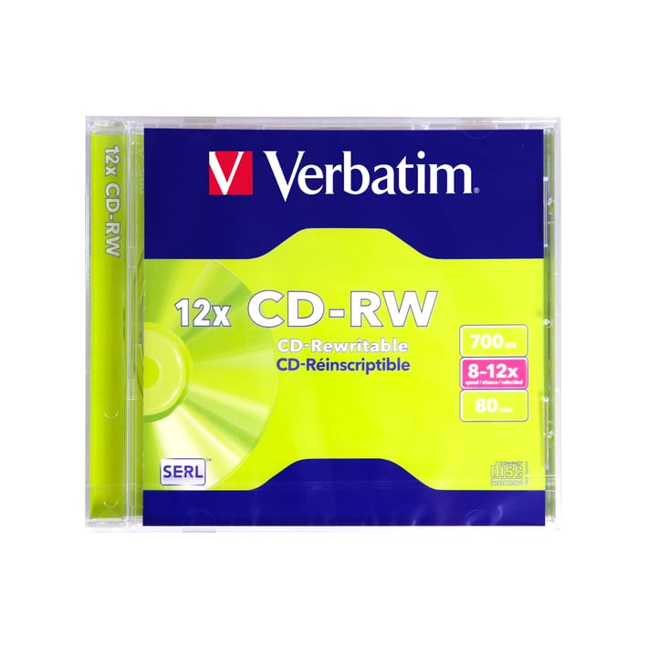 Verbatim CD-RW, презаписваем, 700 MB, 12x, с покритие против надраскване, в кутия