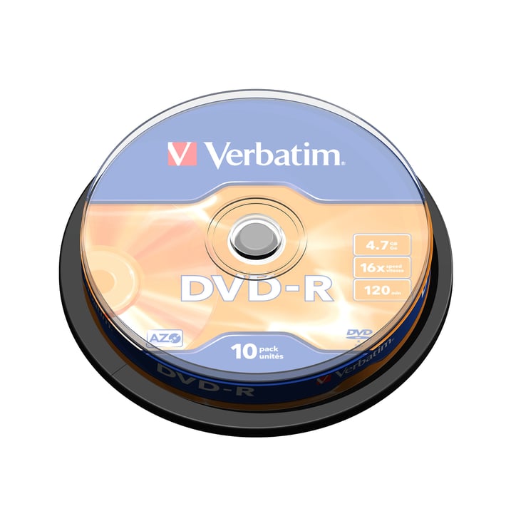 Verbatim DVD-R, 4.7 GB, 16x, AZO покритие, 10 броя в шпиндел