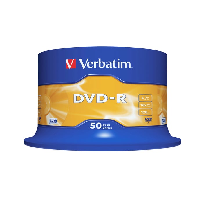 Verbatim DVD-R, 4.7 GB, 16x, AZO покритие, 50 броя в шпиндел