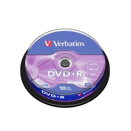Verbatim DVD+R, 4.7 GB, 16x, AZO покритие, 10 броя в шпиндел