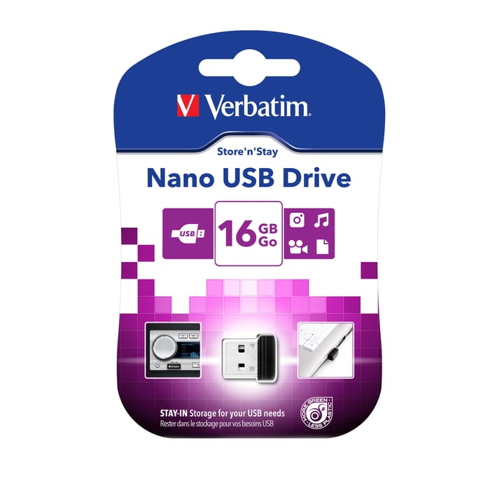 Verbatim USB флаш памет Nano, USB 2.0, 16 GB, черна
