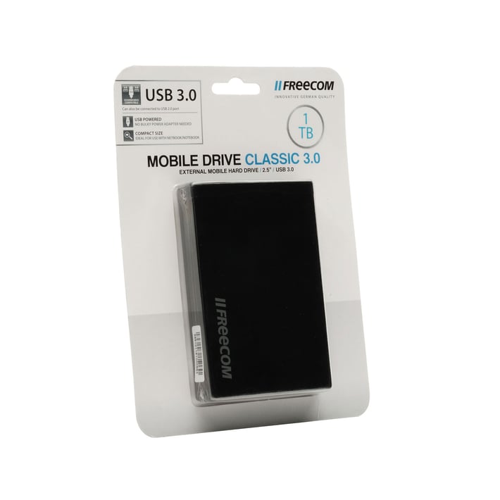 Freecom Външен HDD твърд диск, USB 3.0, 1TB, черен