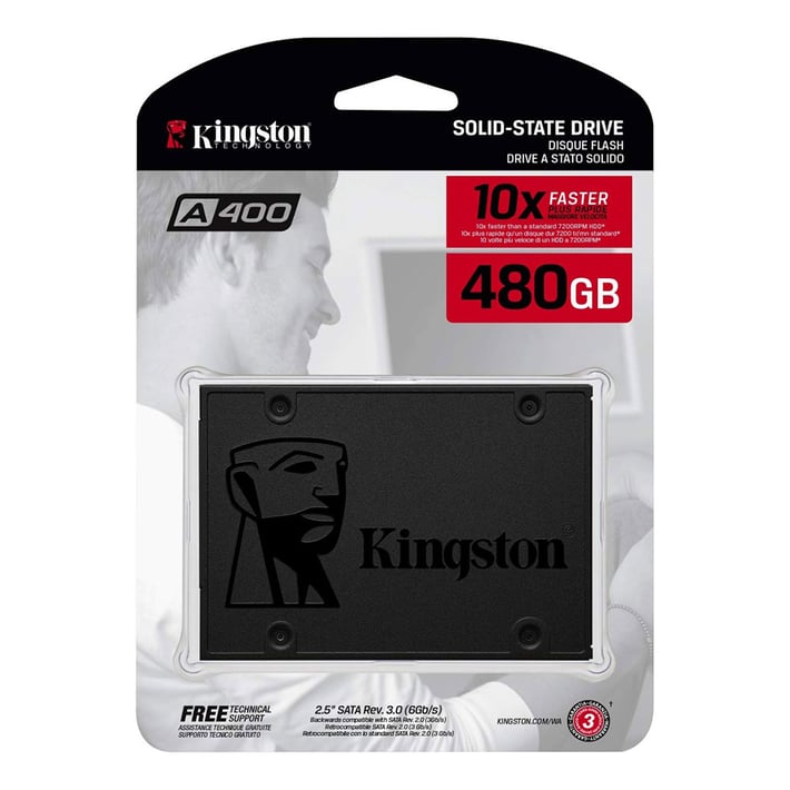 Kingston Твърд диск SA400S37, SSD, вътрешен, 2.5'', 480 GB, Sata III