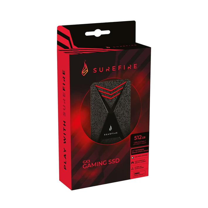SureFire Външен SSD твърд диск Bunker, 512 GB, USB 3.2, черен