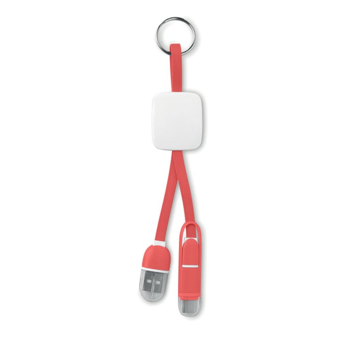 More Than Gifts USB Преходник Key ring, USB type C/ USB micro type B, червен