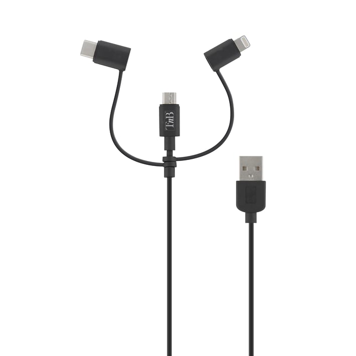 TNB Кабел 3 в 1 Lightning, с micro USB и USB type C, 1.5 m