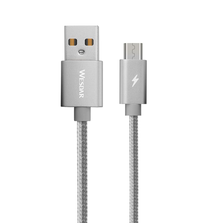 Wesdar Кабел, USB към Micro USB, 1.2 m, сребрист