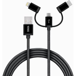 Yenkee Кабел 400 BK, 3 в 1, Lightning, Micro USB, USB Type C, 1 m, черен