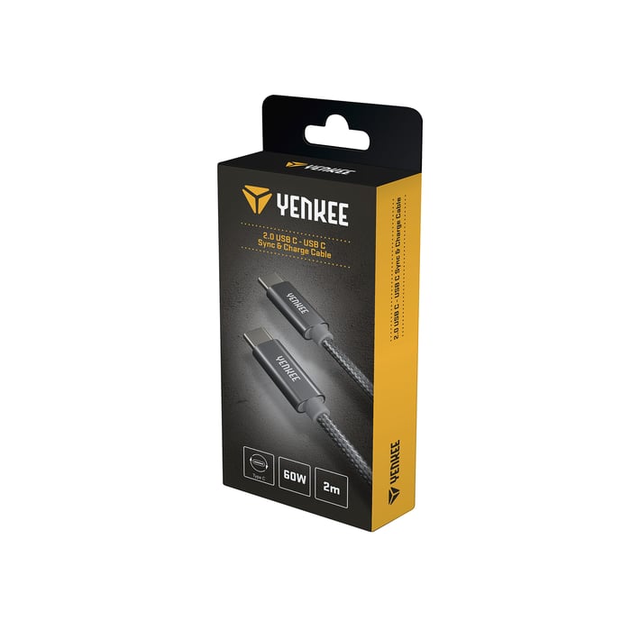 Yenkee Кабел USB Type-C към USB Type-C, 2 m, сив