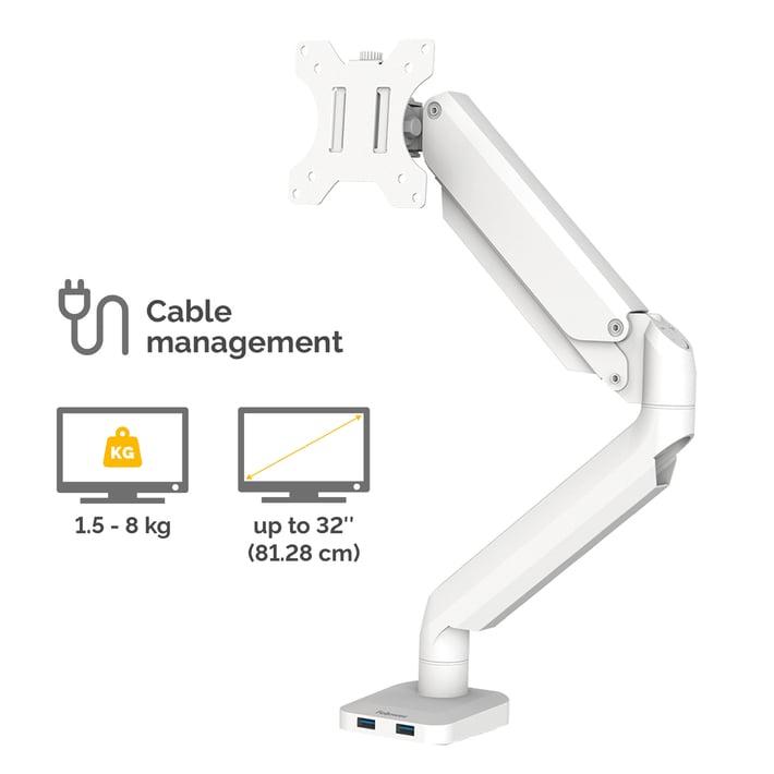Fellowes Стойка за монитор, с едно рамо, бяла