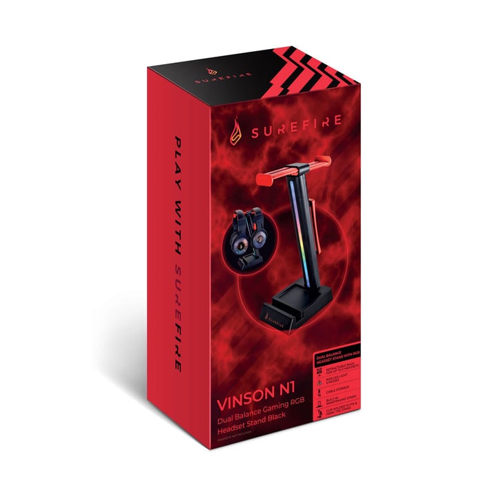 SureFire Поставка за слушалки Vinson N1, RGB, черна