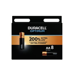 Duracell Алкална батерия Optimum, AA, LR6, 1.5 V, 8 броя