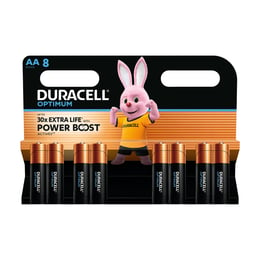 Duracell Алкална батерия Optimum, AA, LR6, 1.5 V, 8 броя