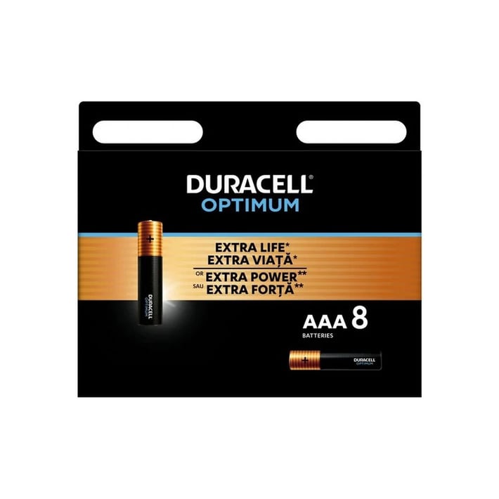 Duracell Алкална батерия Optimum, AAA, LR6, 1.5 V, 8 броя