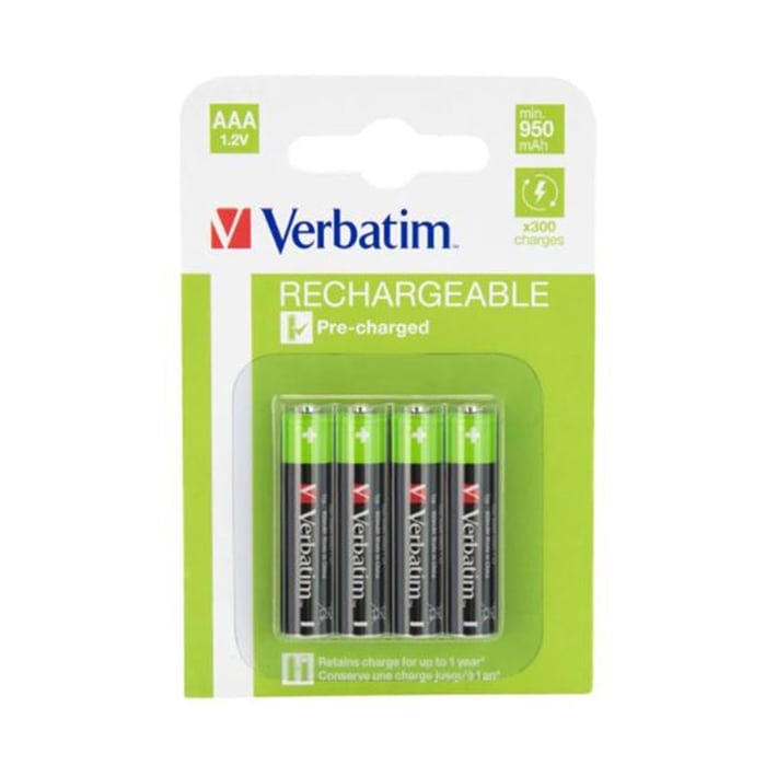 Verbatim Акумулаторна батерия, AAA, HR03, 950 mAh, 4 броя