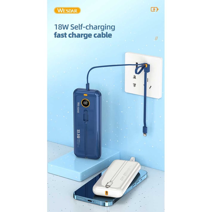 Wesdar Външна батерия S509, 20000 mAh, синя