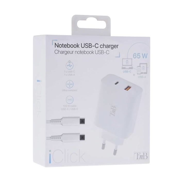 TNB Зарядно устройство iClick, за лаптоп и смартфон, 65W, USB Type-C