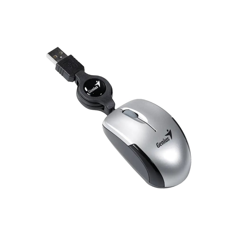 Genius Мишка Micro Traveler, с кабел, USB Type-A, сребриста
