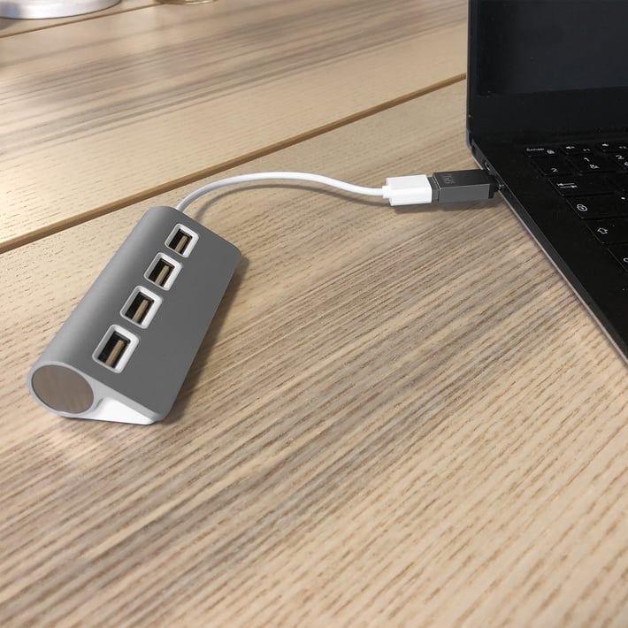 TNB USB Хъб, 4 порта, , USB Type-A, с адаптер USB Type-C, бял