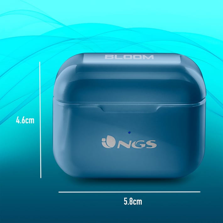 NGS Слушалки Artica Bloom, с Bluetooth, със зареждащ кейс, сини