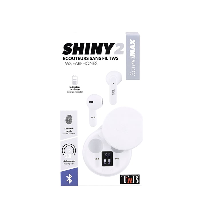 TNB Слушалки Shiny 2, безжични, с Bluetooth, бели