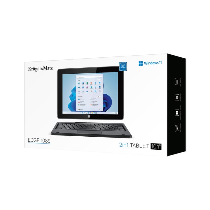 Таблет Kruger & Matz Edge, 10.1'', 256 GB, 8 GB RAM, Windows, 11 Pro, с клавиатура