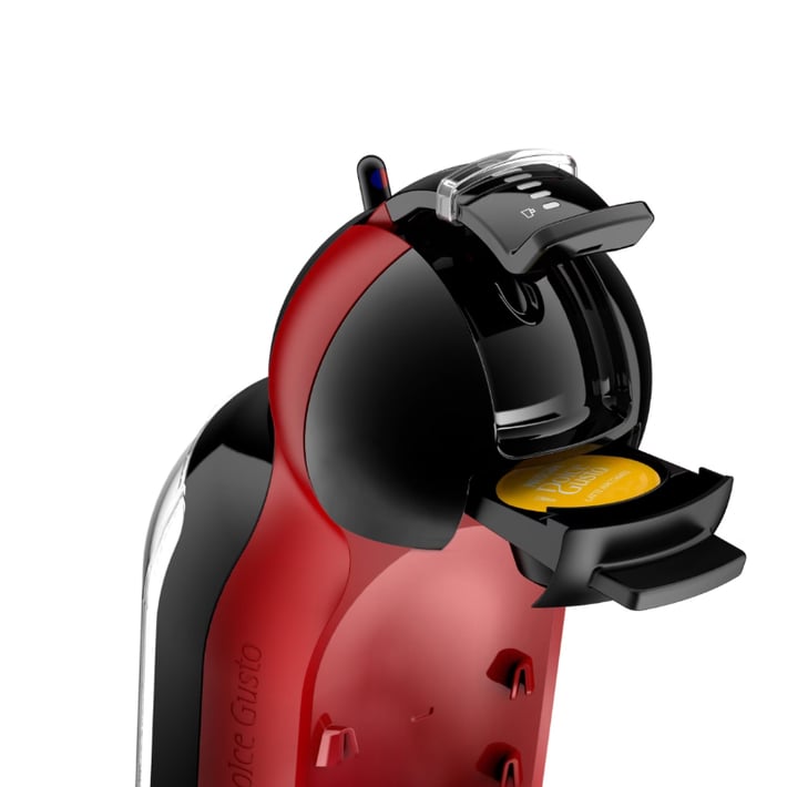 Krups Кафе машина Mini Me KP123H10, автоматична, за капсули Nescafé Dolce Gusto, 1500 W, червено-черна