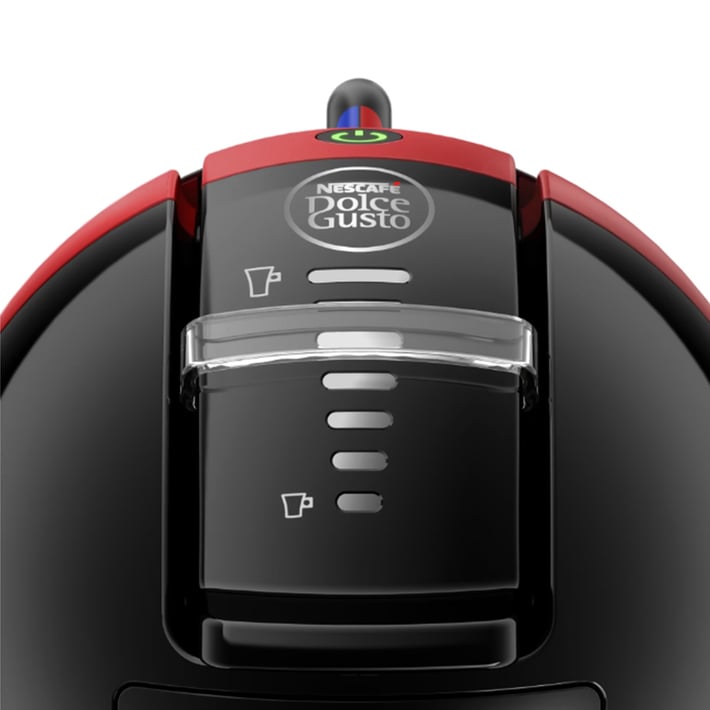 Krups Кафе машина Mini Me KP123H10, автоматична, за капсули Nescafé Dolce Gusto, 1500 W, червено-черна