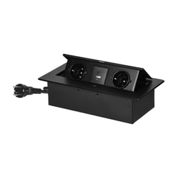 Orno Мебелна кутия, за вграждане, 2хP+E, USB Type-A+C, черна