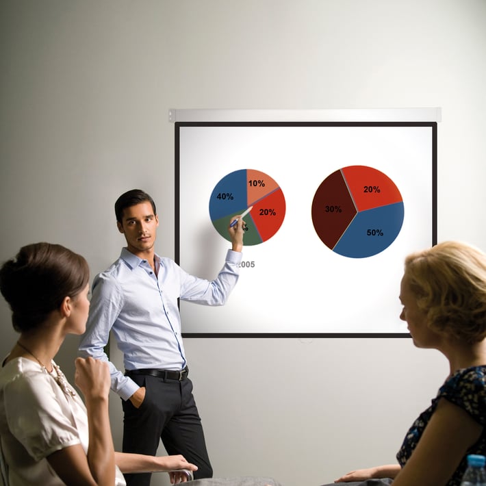 Bi-Office Прожекционен екран, 180 x 180 cm, за стена или таван