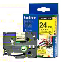 Brother Лента TZЕFX651, Flexible ID, за черен печат върху жълта лента, 24 mm