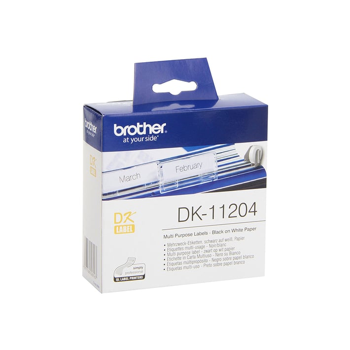 Brother Етикети DK11204, мултифункционални, 17 x 54 mm, бели, 400 броя в ролка