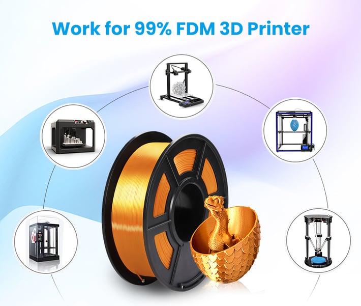 Консуматив за 3D принтер Silk, PLA+, 1.75 mm, 1 kg, златист