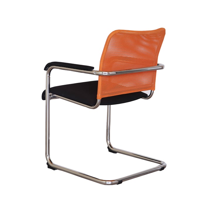 Nowy Styl Посетителски стол Rumba Net, дамаска и меш, черна седалка, оранжева облегалка